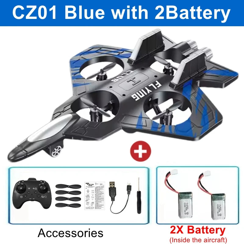 Remote Control Fighter Foam Glider Electric Stunt UAV Airplane Helicopter with LED Lights Aircraft Model RC Toy for Kids Boys