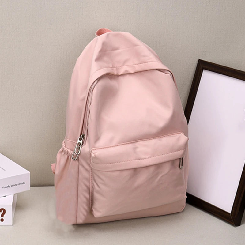 Lightweight Solid Color Backpack for High School Students Multifunctional Casual Bag School Travel Daily Use Simple Design