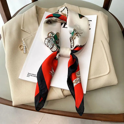 Luxury Print imitation Silk Square Scarf Women Spring Neck Tie Shawl Wraps Female Hair Hand Wrist Headkercheif Hijab Bandana