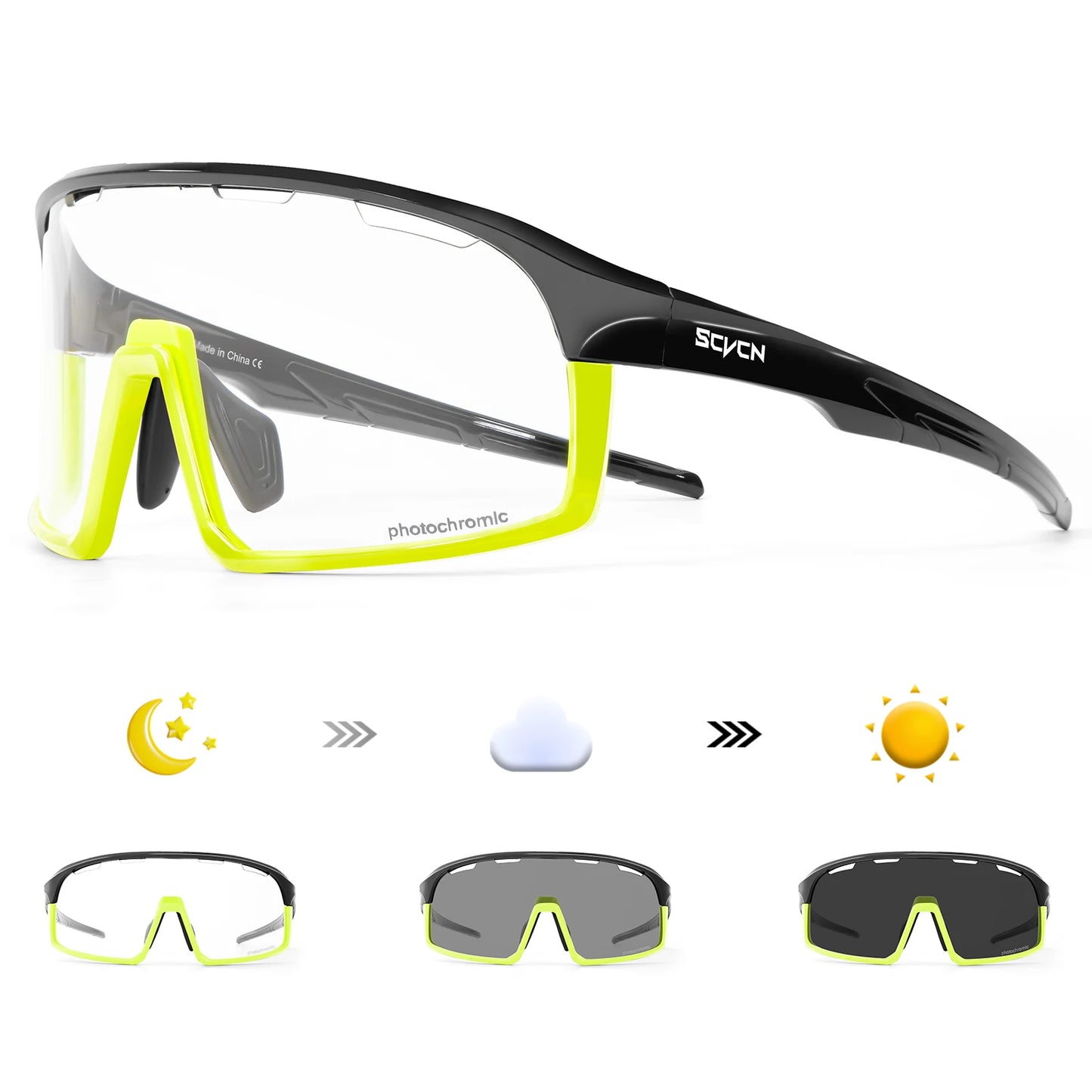 SCVCN Photochromic Cycling Glasses Hiking Drive Bicycle Sports Sunglasses Outdoor Running Sunglasses Men MTB Road Bike Glasses