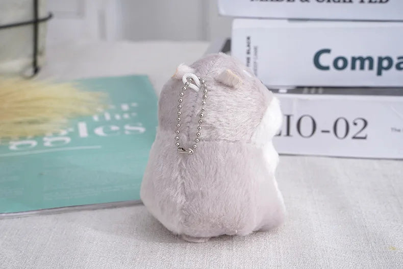 Fluffy Hamster Doll Plush Toys Keychain Pendant Women Girl Faux Fur Pompom Key Ring Trinkets Handbag Backpack School Bag Pendant