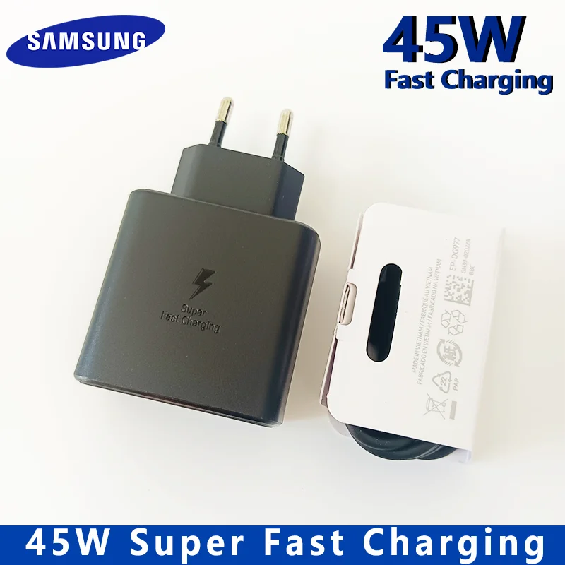 45W Original Samsung Charger Fast Charge Type C Adapter for Galaxy S26+ S25 Ultra S24 FE S23 A07 A55 Note 20 5G F70e F56 F07 F16