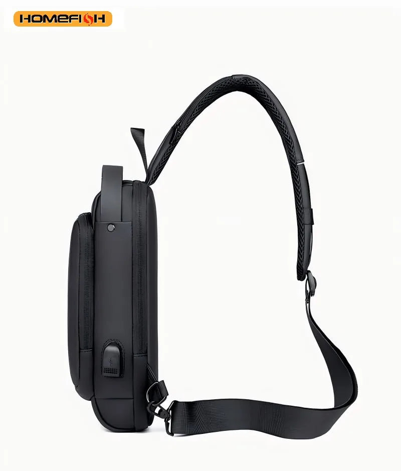 Homefish New Men's Anti Theft Chest Pack with USB Charging for Short Distance School Gym