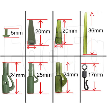 10 sets Carp Fishing Accessories Lead Clip Quick Change Swivel Tail Rubber Anti Tangle Sleeves Carp Rig Coarse Fishing Tackle
