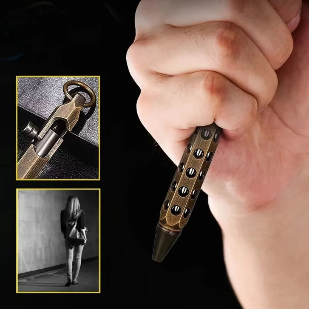Portable Brass Pen Medium Point 1.0mm Retro Ballpoint Pen Bolt Action Smooth Writing Signature Pen