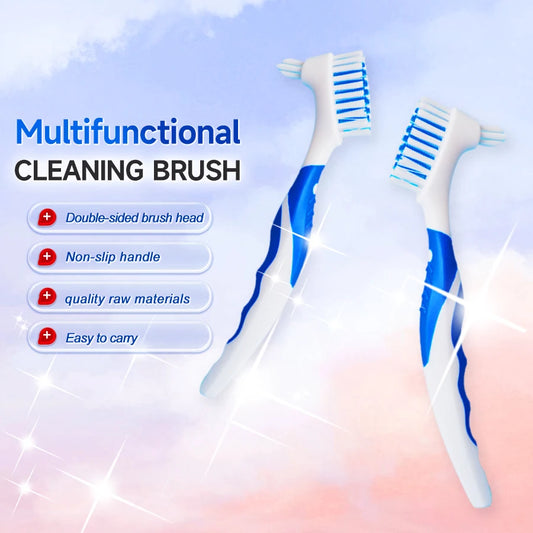 1pcs Toothbrush for dentures, double-sided cleaning, orthodontic correction, denture retainers, specialized toothbrush