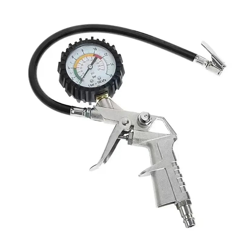 Multifunctional Car & Motorcycle Tire Air Pressure Monitoring Gauge Tester 220PSI Air Compressor Dial Meter Inflator Pump Tool