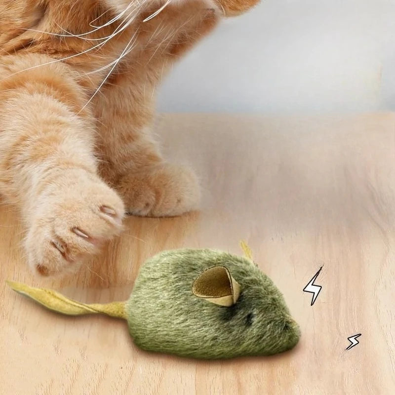 Smart Induction Squeaky Mouse Plush Toy - Sound-Activated Self-Entertainment Cat Teaser Simulation Small Pet Toy for Distraction
