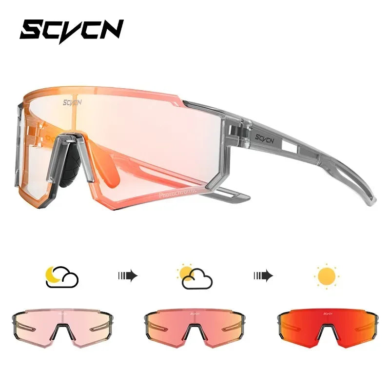 SCVCN Photochromic Sunglasses Cycling Glasses Outdoor Cycling Road Mountain Bike Glasses Men and Women Casual Hiking Windproof