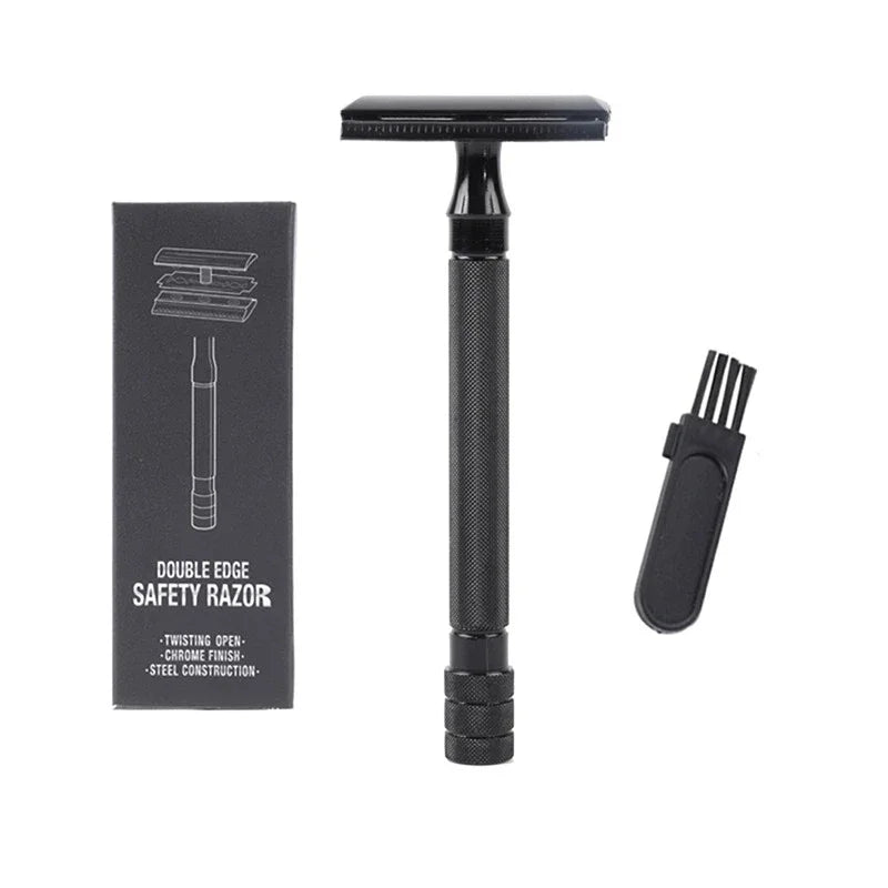 Classic Men Shaver Mild Hair Removal Shaver Double Edge Stainless Steel Shaving With 1 PCS Titanium Coated Blades Shaver Razor