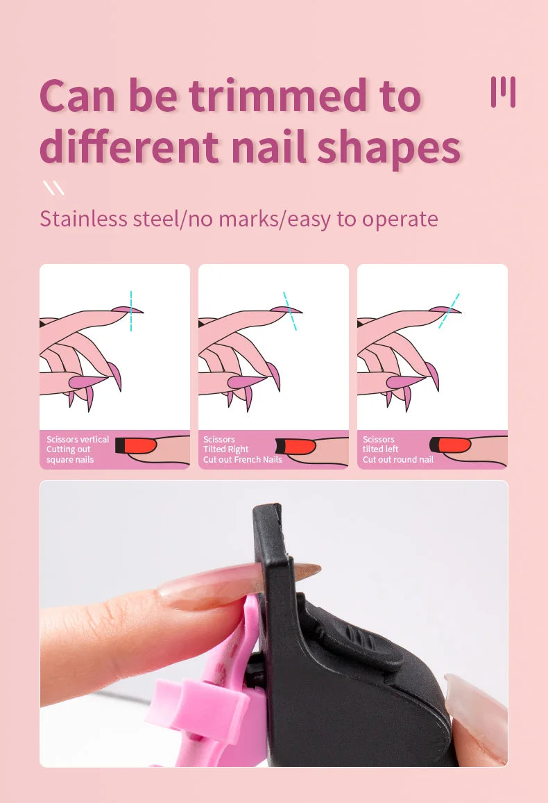U-shaped French False Nail Scissors Acrylic Nail Clipper Adjustable Nail Tip Cutter Trimmer Manicure with Sizer Precise Cutting