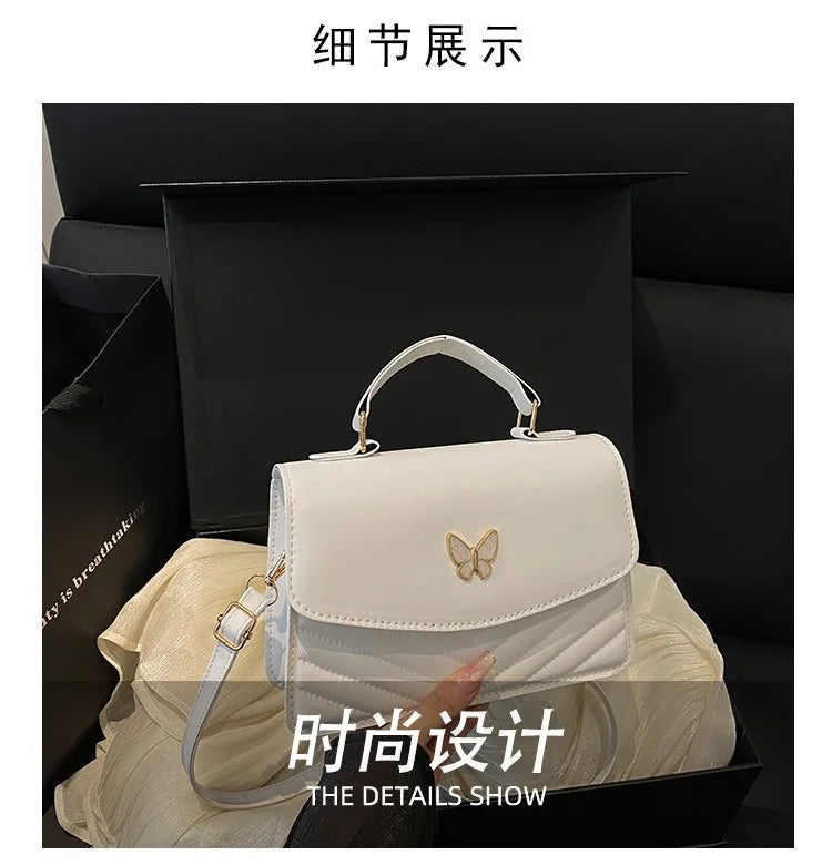 Lucky butterfly bag women's new fashion solid color simple texture trend beautiful casual shoulder messenger bag portable small