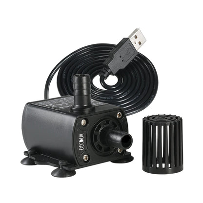 USB DC5V Ultra-quiet Mini Brushless Water Pump Waterproof Submersible Fountain Aquarium Circulating 250L/H Lift 200cm