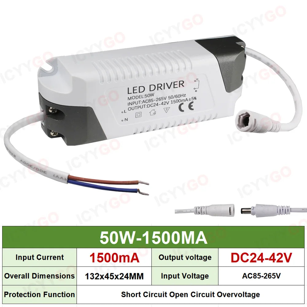LED 3-4W 4-7W 8-12W 18-25W 25W-36W 40W 50W 300MA 600MA 900MA 1200MA 1500MA LED Constant Current Driver Transformer Power Supply