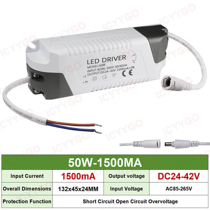 LED 3-4W 4-7W 8-12W 18-25W 25W-36W 40W 50W 300MA 600MA 900MA 1200MA 1500MA LED Constant Current Driver Transformer Power Supply