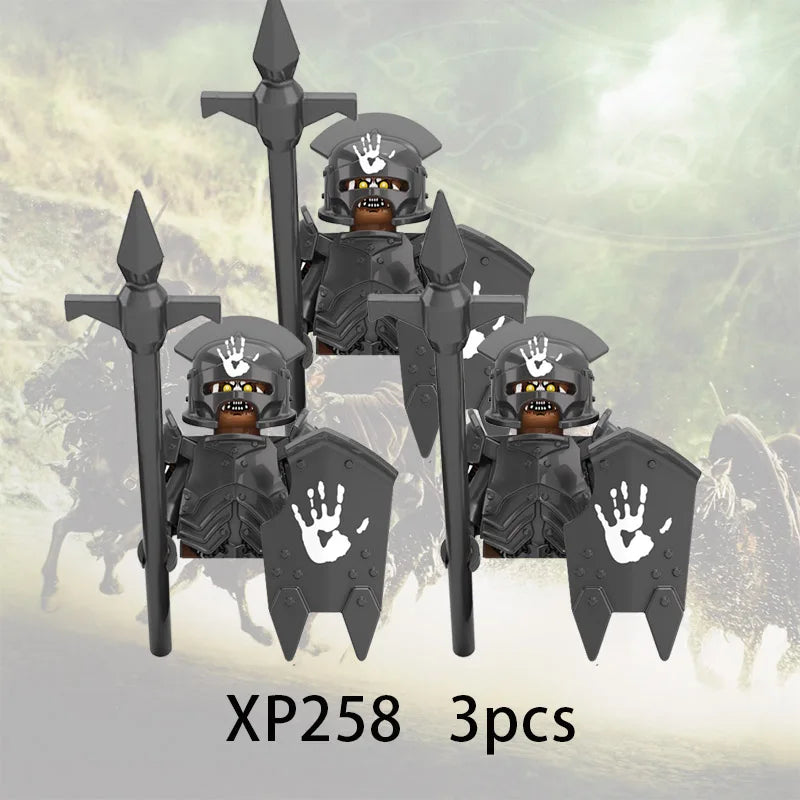 3pcs Lord Rings Elves Orcs Army Dwarf Rohan Mini Action Toy Figures Building Blocks Assembly Toys for Kids Birthday Gift