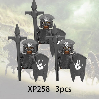 3pcs Lord Rings Elves Orcs Army Dwarf Rohan Mini Action Toy Figures Building Blocks Assembly Toys for Kids Birthday Gift
