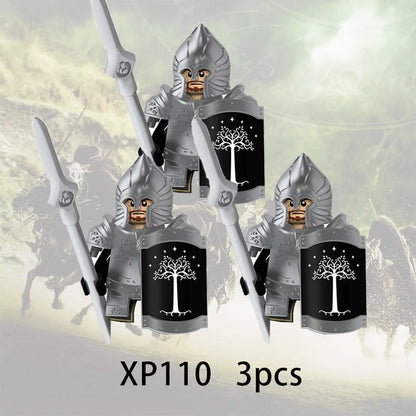 3pcs Lord Rings Elves Orcs Army Dwarf Rohan Mini Action Toy Figures Building Blocks Assembly Toys for Kids Birthday Gift