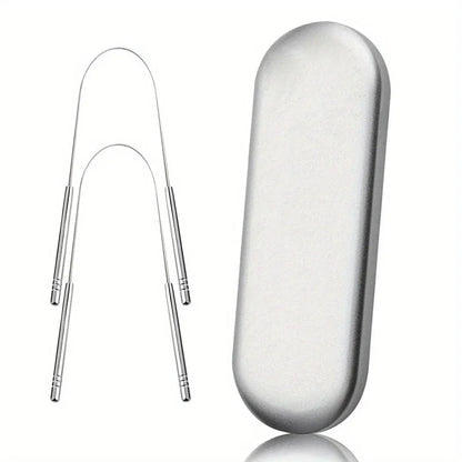 Stainless Steel Tongue Scrapers with Large Case, Tongue Scraper, Tongue Coating Scraper, Odorless,Exquisite gift box packaging