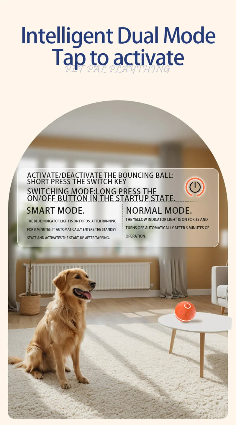 Smart Gravity Bounce Ball Dog Toy Ball Pet Toy Ball Random Jumping and Rolling Battery Life 4 Hours Large Small Dog Toy
