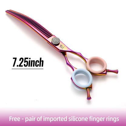 Fenice High-end 7.25 inch Professional Pet Dog Grooming Scissors Curved Thinning Chunker Shears for tijeras peluquería canina