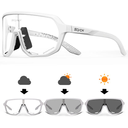 SCVCN Men Bike Photochromic Glasses Cycling Sunglasses for Women Sports Running MTB Biking Eyewear Road Mountain Bicycle Goggle