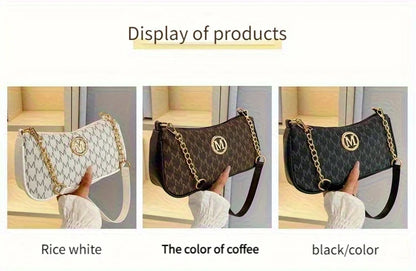 Women's Trendy Shoulder Bag with Belt Decoration Retro Underarm Handbag for Commuting