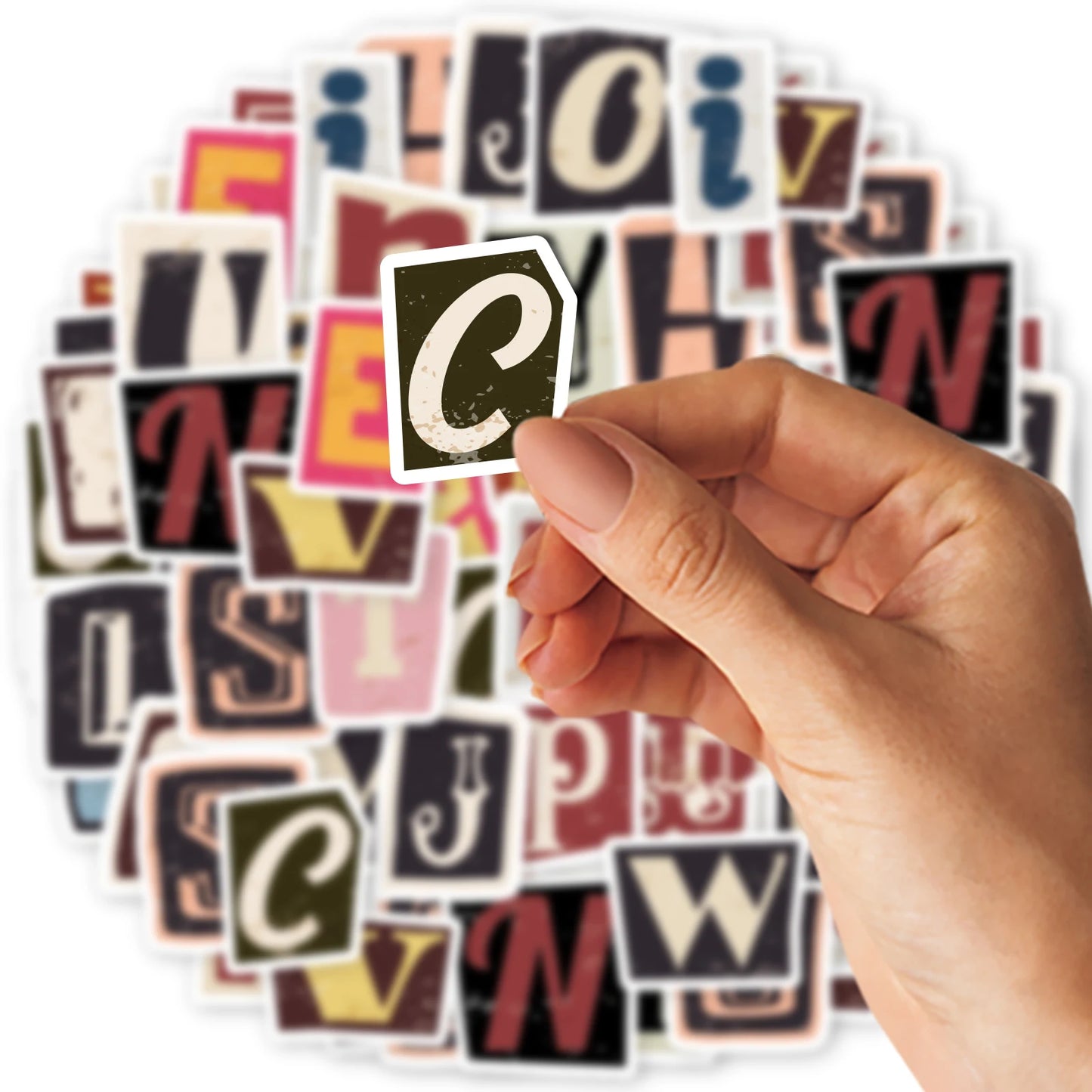 52pcs Vintage Letter Pattern Stickers for Laptops, Phone Cases, Water Bottles, Suitcases, Children's Toys, Back To School Season