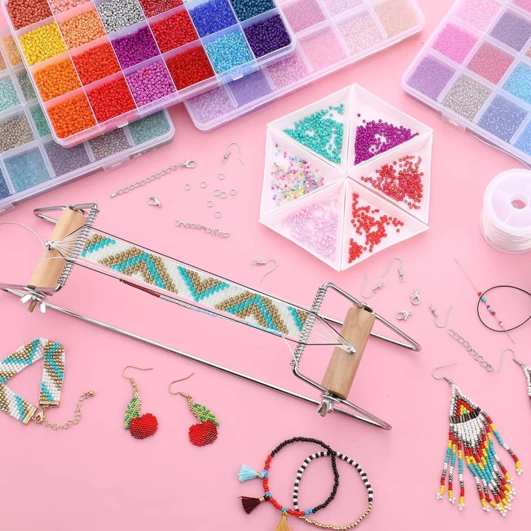 DIY Bead Loom Kit for Jewelry Bracelets Earrings Necklaces Making Handmade Beading Loom Kits Weaving Knitting Machine Craft Tool