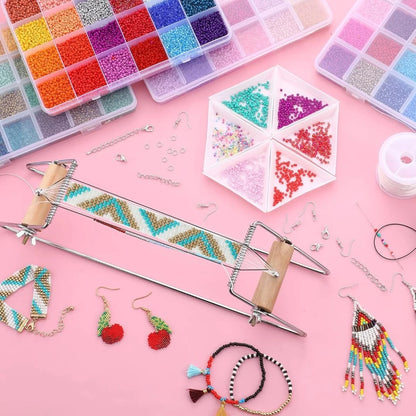 DIY Bead Loom Kit for Jewelry Bracelets Earrings Necklaces Making Handmade Beading Loom Kits Weaving Knitting Machine Craft Tool