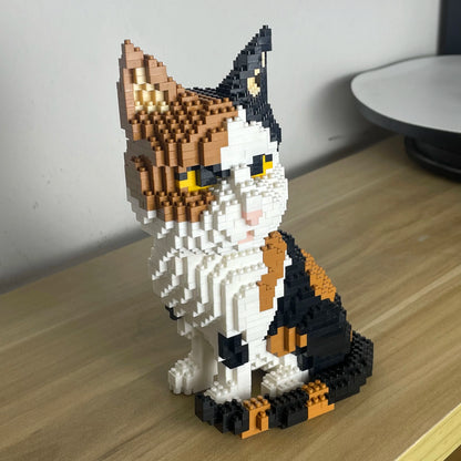 Knew Built Adorable Cat Mini Model Building Blocks 4 Expressive Faces Option in Orange and Cow Patterns for Kid Toys and Pet Fan