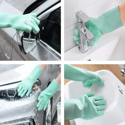 Pet Grooming Cleaning Gloves Dog Cat Bathing Shampoo Glove Scrubber Magic Dishwashing Cleanner Sponge Silicon Hair Removal Glove