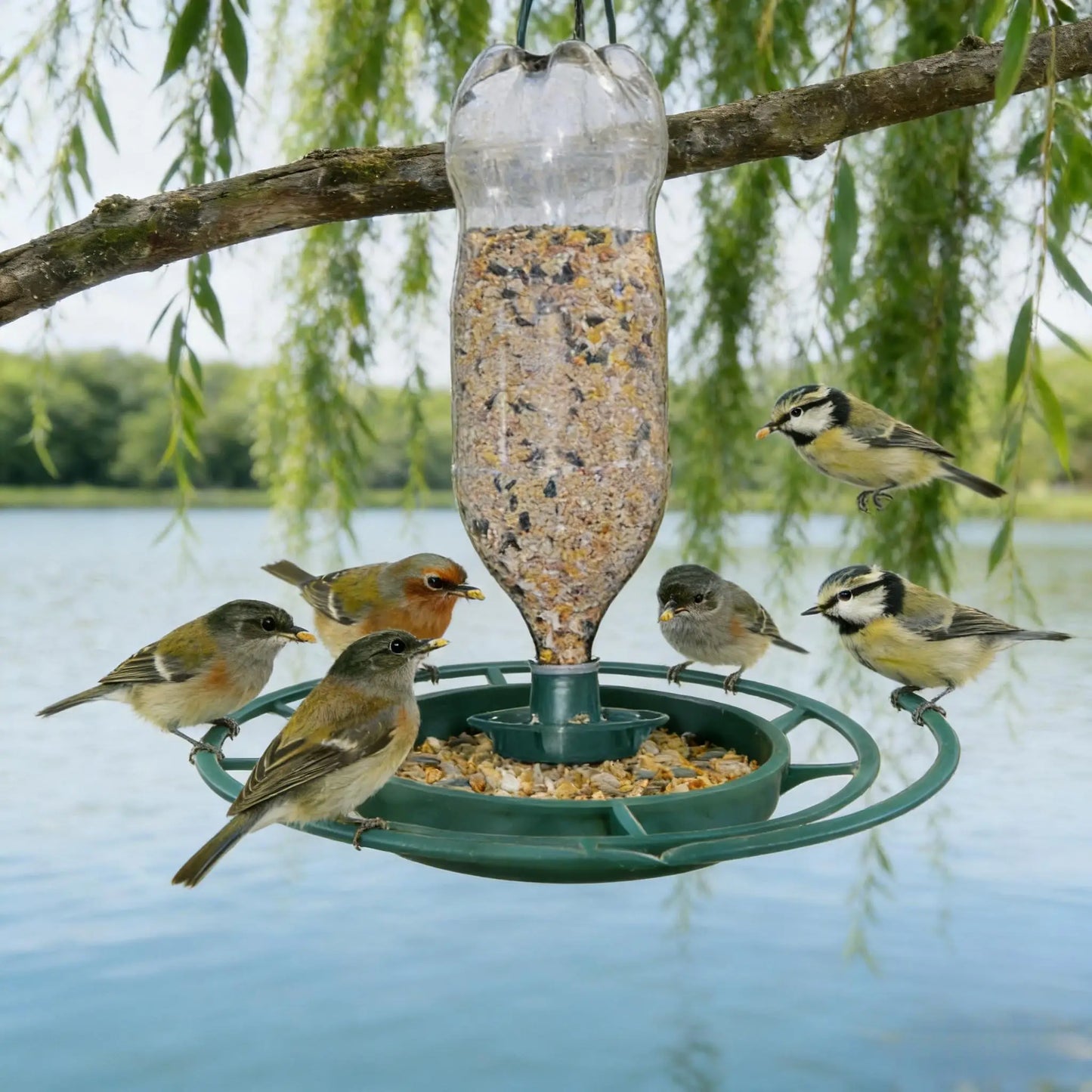 DIY Plastic Bottle Bird Feeder - Outdoor Hanging Automatic Dispenser for Balcony & Garden