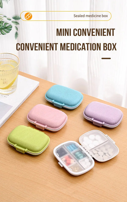 8 Grids Organizer Container For Tablets Travel Pill Box With Seal Ring Small Box For Tablets Wheat Straw Container For Medicines