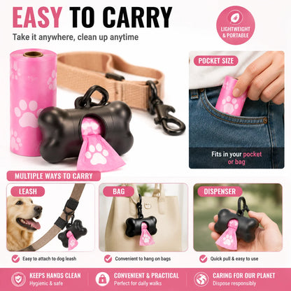 180PCS Dog Waste Bags Thick Leakproof Pet Poop Bags with Easy Carry Rolls for Dogs Cats Walking Outdoor Cleaning