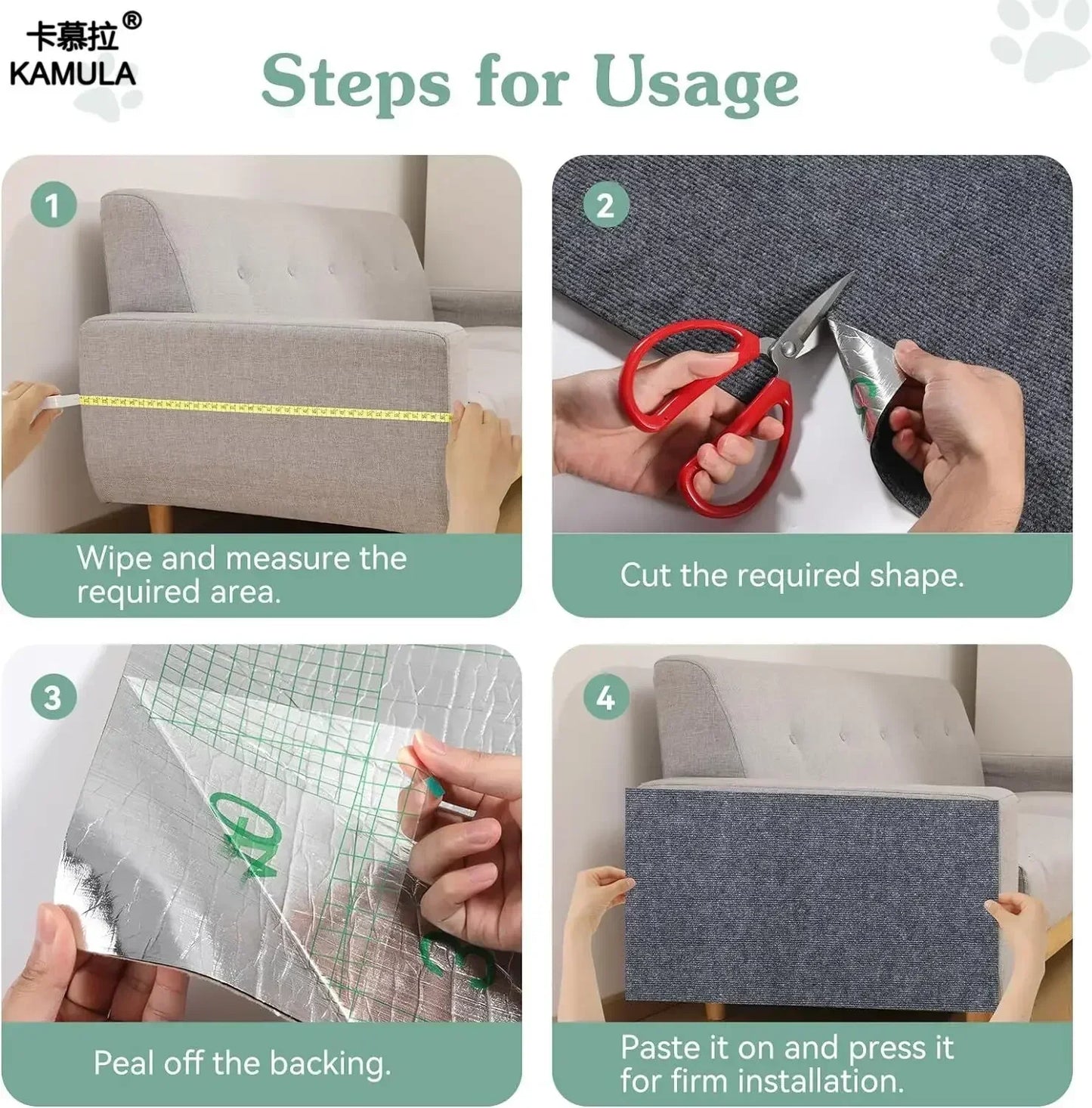 Cat Scratching Mat with Self-Adhesive Trimmable Cat Carpet Cat Scratching Carpet Corner Wall Cat DIY Scratch Furniture Protector