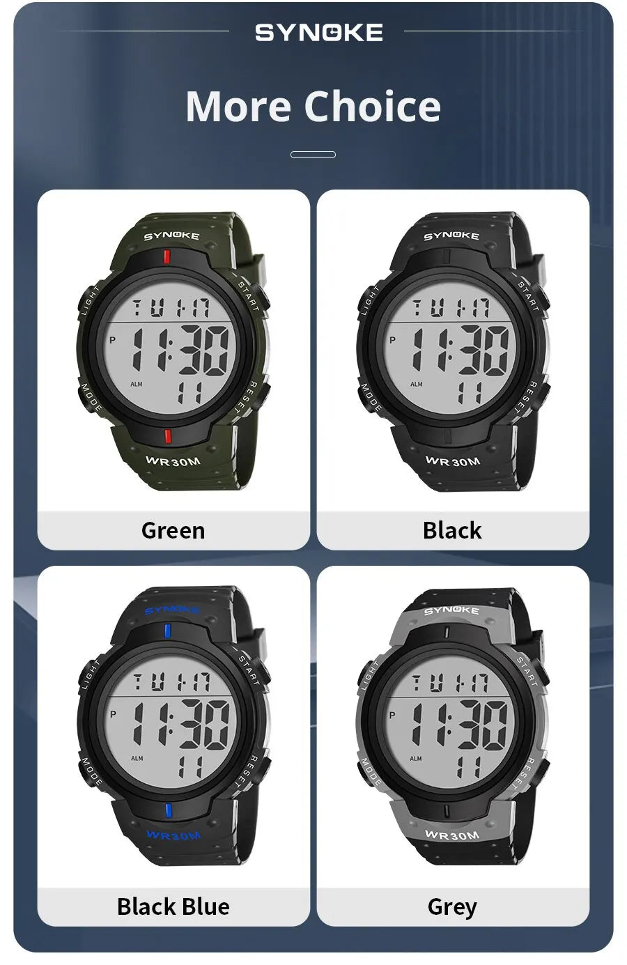 SYNOKE Outdoor Sport Watch 30M Waterproof Digital Men Fashion MultiFunction Waterproof Digital Watch Men