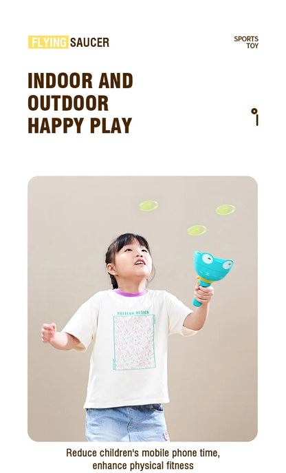 Flying Saucer Disc Launcher Kids Flying Toys Pull String UFO Throw Catch Outdoor Sport Propeller Children Toys Gift For Boy Girl