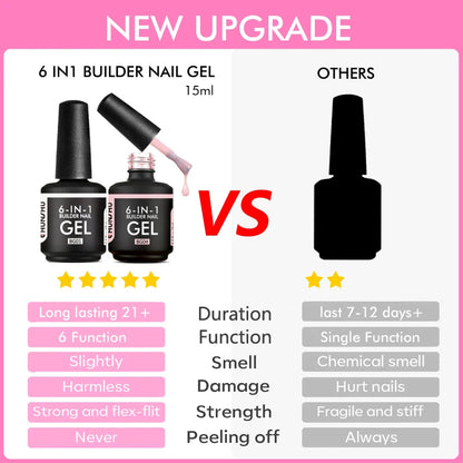 CHUNSHU TPO Free 6 IN 1 Extension UV Gel Polish In A Bottle Builder Nail Gel Rubber Base Coat Semi Permanent Nails Art 15ML