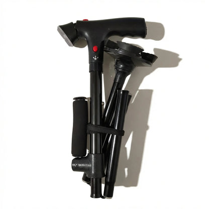 Collapsible Telescopic Folding Cane Elder Cane LED With alarm Walking Trusty Sticks Elder Crutches for Mothers the Elder Fathers
