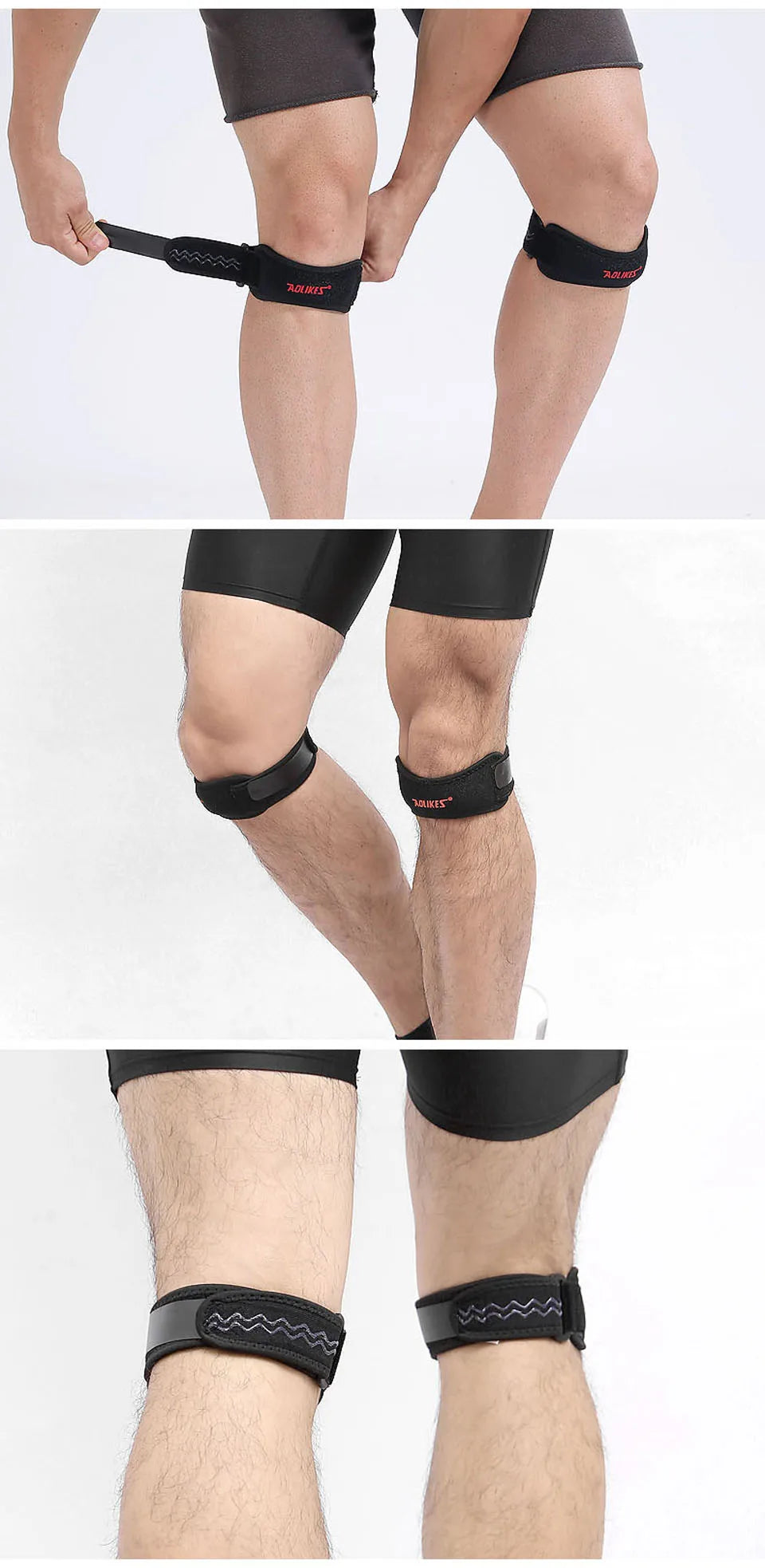 AOLIKES 1PCS Knee Braces for Knee Pain,Patella Knee Support Strap,Adjustable Patellar Tendon Stabilizer Band for Basketball