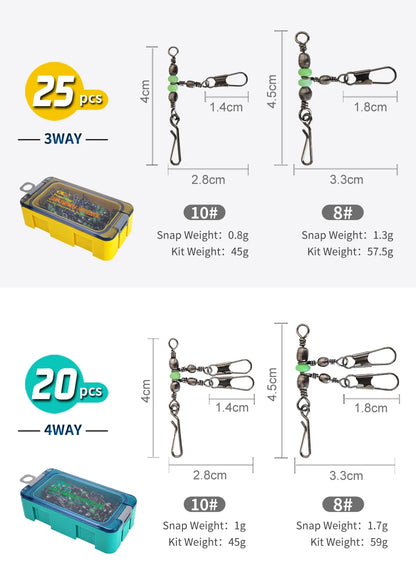 New Luminous Squid Jig Lure Swivels Fishing Bearing Rolling Swivel Solid Ring Fishing Connector With Interlock Snap Accessories