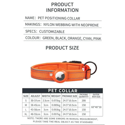 For AirTag Dog Collar Reflective Dog Collar Padded Collars AirTag Holder Case Adjustable Pet Collar for Small Medium Large Dogs