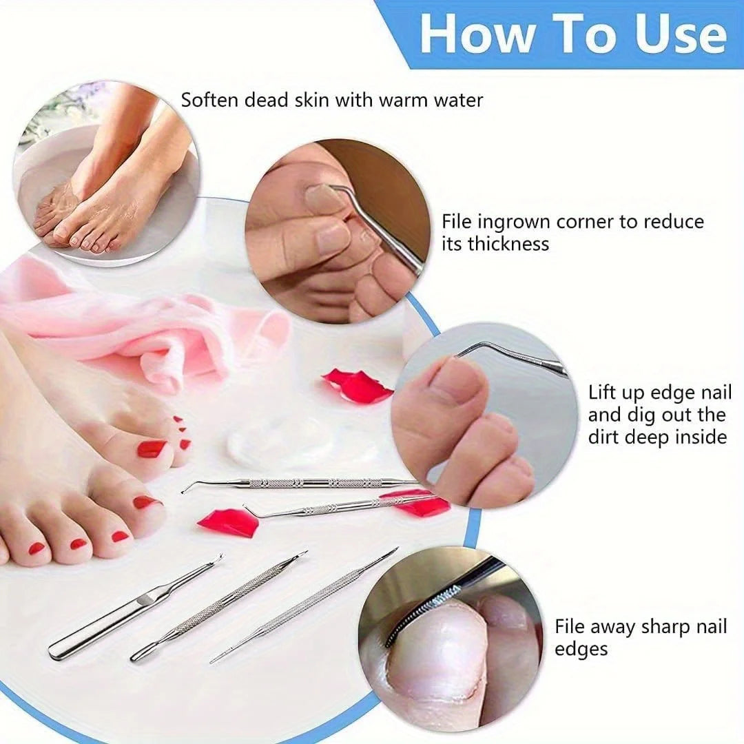 Stainless Steel Nail Care Set: Precise Stratum Corneum Remover and Calluses Trimmer - Including Nail Files and Cleaning Agents