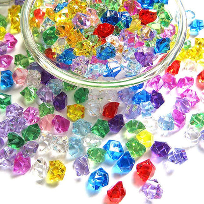 100PCS Plastic Gems Ice Grains Colorful Stones Children Jewels Acrylic Jewels Ice Counter Crystal Diamonds DIY Crafts Beads Toy