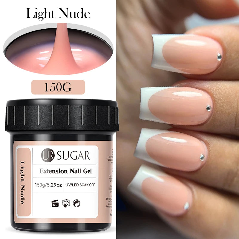 UR SUGAR 150g Transparent Nail Extension Gel Jelly White Light Pink Acrylic French Nail Art UV LED Gel Semi Permanent Manicure