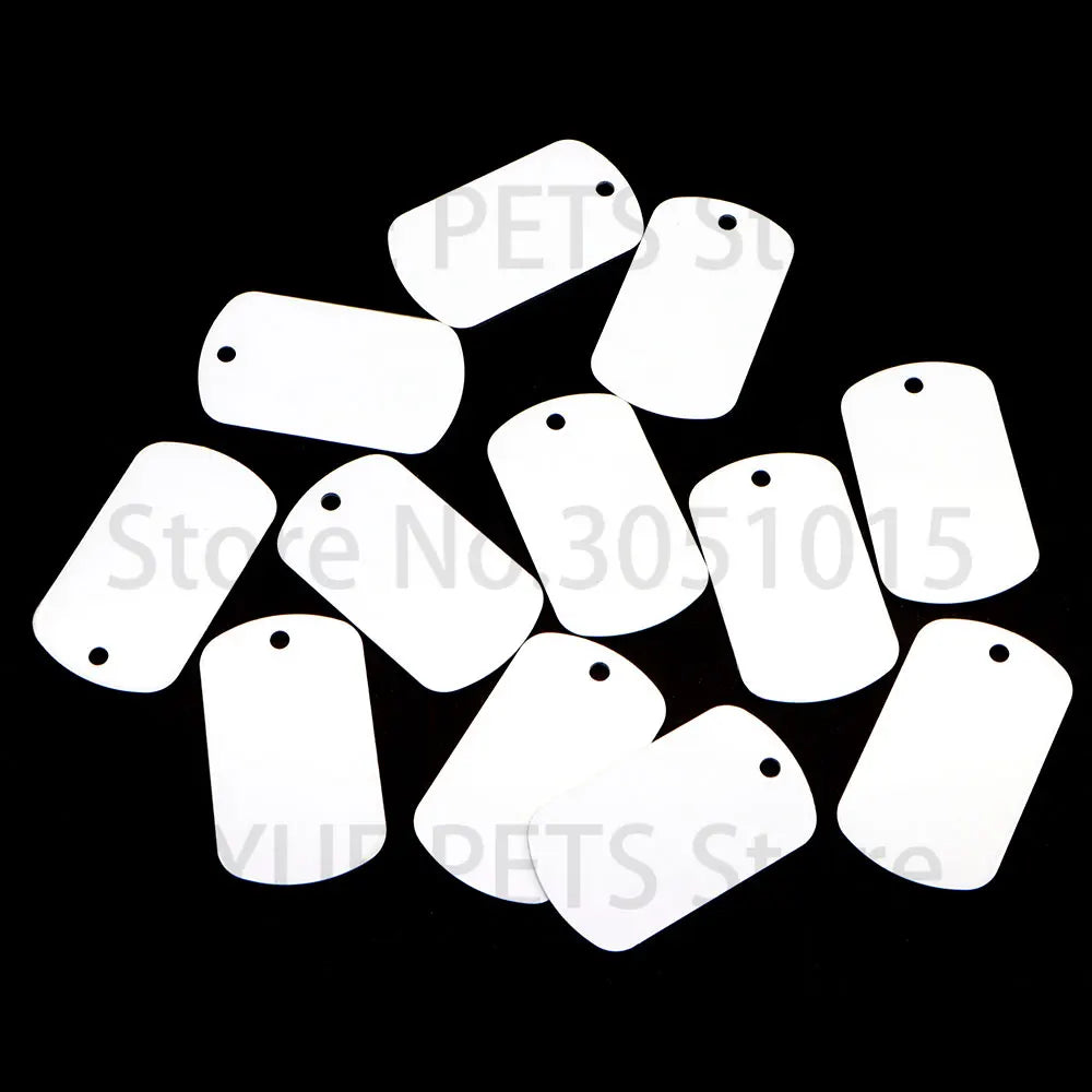 20Pcs Wholesale Personalized Pet ID Nameplate  Heat Transfer Aluminum Blank Hang Tag Customized Key Ring Accessories Pendant