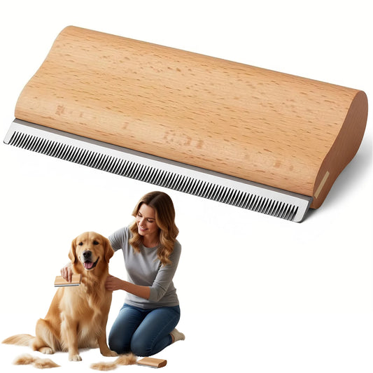 Wood PET Cat Dog Horse Removal Shedding Grooming Tool Hair Brush Comb Long Hair self-Cleaning