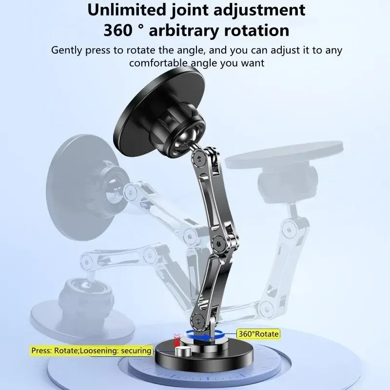 Foldable Universal Car Magnetic Holder Dashborad Alloy Magnetic Car Mount Smartphone Mobile Bracket For iPhone15 Samsung Xiaomi