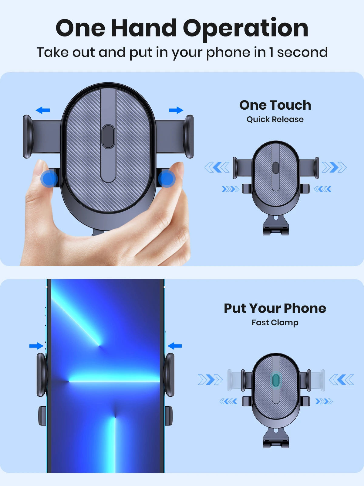 Car Phone Holder Mount, TOPK [2023 Upgrade Auto Locking] Universal Phone Holder with Hook Clip for Car Air Vent